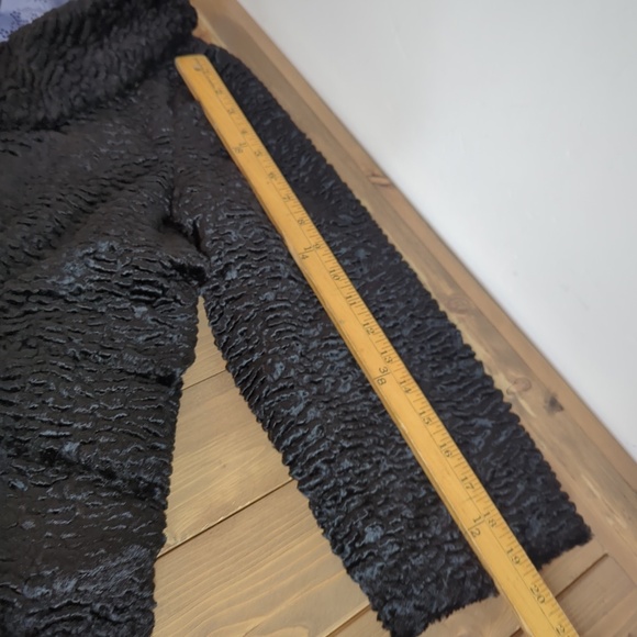 Retro Black Wool Blend Faux Persian Lambswool Short Coat Formal Dressy - Picture 9 of 15